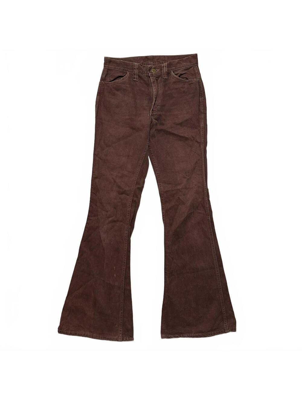 VTG 70's Lee Moleskin Flared Bootcut Bellbottom Pants Women's 27x30 Brown Retro